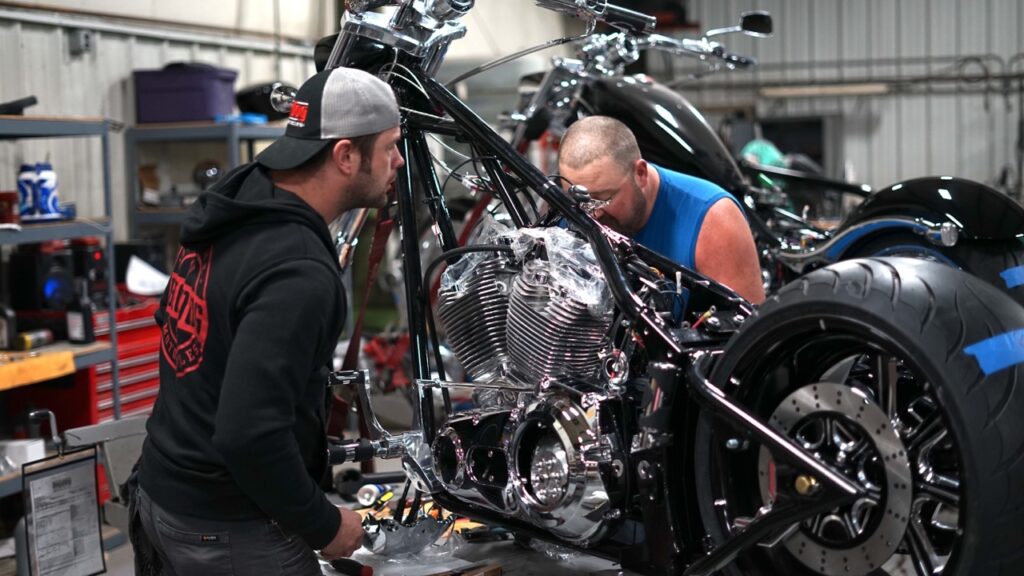 Chris and Brandon working together on this new motorcycle build