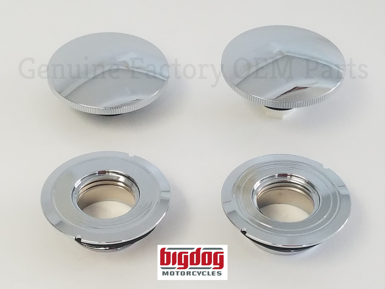 Split Tank Gas Cap Set with Spill Rings for Big Dog Motorcycles