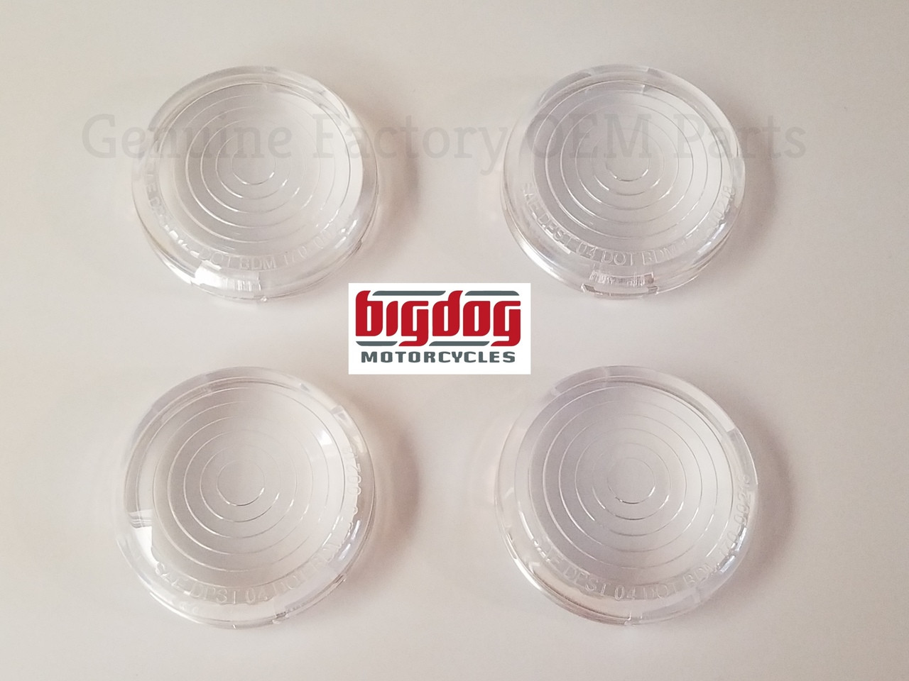Clear Turn Signal Lenses with Circles Set of 4 for Big Dog Motorcycles